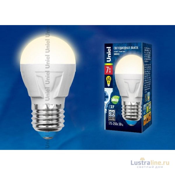 Лампа светодиодная (UL-00002419) Uniel E14 7W 3000K матовая LED-G45 7W/WW/E14/FR PLP01WH