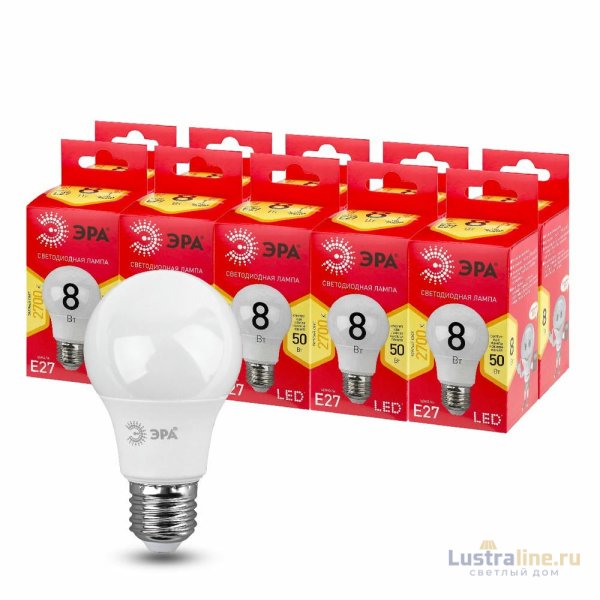 Лампа светодиодная Эра E27 8W 2700K LED A55-8W-827-E27 R Б0052659 Лампа светодиодная Эра E27 8W 2700K LED A55-8W-827-E27 R Б0052659