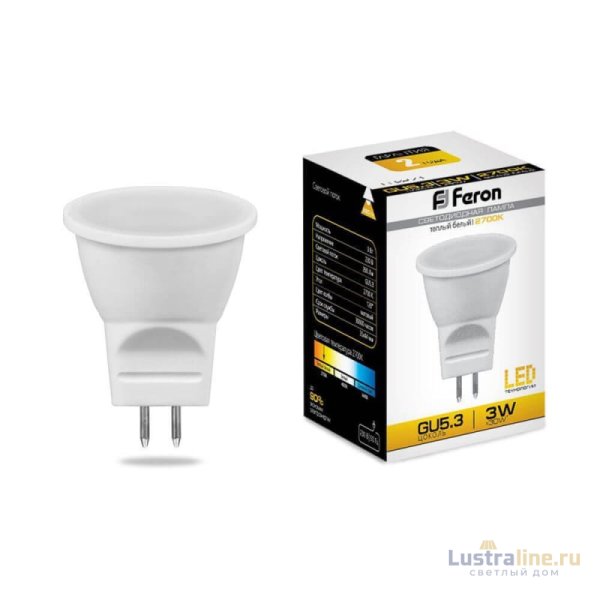 Лампа светодиодная Feron G5.3 3W 2700K матовая LB-271 25551 Лампа светодиодная Feron G5.3 3W 2700K матовая LB-271 25551