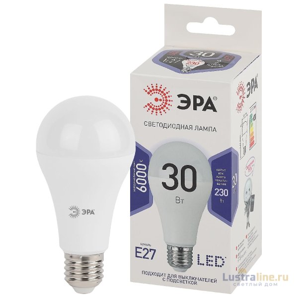 Лампа светодиодная Эра E27 30W 6000K LED A65-30W-860-E27 Б0048017 Лампа светодиодная Эра E27 30W 6000K LED A65-30W-860-E27 Б0048017