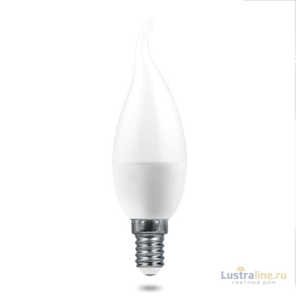 Лампа светодиодная Feron E14 6W 4000K свеча на ветру матовая LB-1306 38048