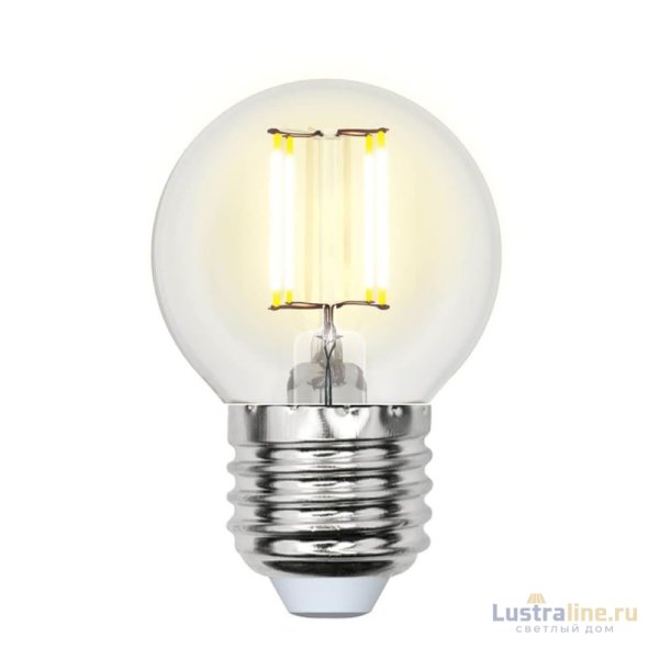 Лампа светодиодная филаментная (UL-00002208) Uniel E27 6W 4000K прозрачная LED-G45-6W/NW/E27/CL GLA01TR