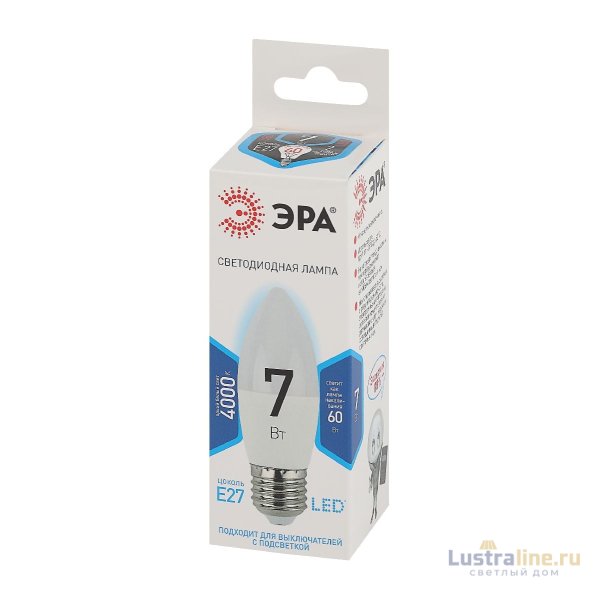 Лампа светодиодная Эра E27 7W 4000K LED B35-7W-840-E27 Б0020540 Лампа светодиодная Эра E27 7W 4000K LED B35-7W-840-E27 Б0020540