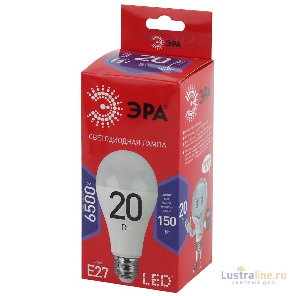 Лампа светодиодная Эра E27 20W 6500K LED A65-20W-865-E27 R Б0045326 Лампа светодиодная Эра E27 20W 6500K LED A65-20W-865-E27 R Б0045326