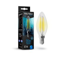 Лампа светодиодная Voltega E14 9W 4000K свеча прозрачная G10-C35E14cold9W-F 7135