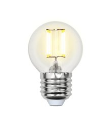 Лампа светодиодная филаментная (UL-00001370) Uniel E27 6W 4000K прозрачная LED-G45-6W/NW/E27/CL PLS02WH