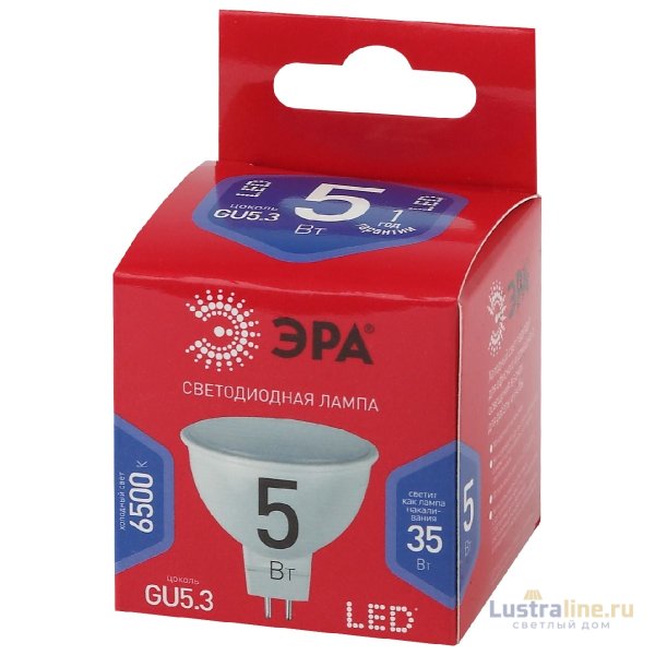 Лампа светодиодная Эра GU5.3 5W 6500K LED MR16-5W-865-GU5.3 R Б0045349 Лампа светодиодная Эра GU5.3 5W 6500K LED MR16-5W-865-GU5.3 R Б0045349