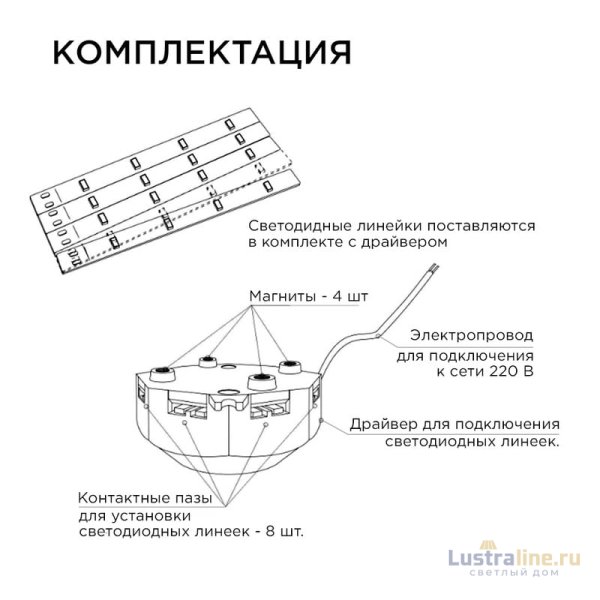 Комплект светодиодных линеек Apeyron Звездочка 220В 5730 8Вт 3000К IP30 12-16 Комплект светодиодных линеек Apeyron Звездочка 220В 5730 8Вт 3000К IP30 12-16