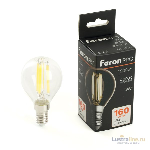 Лампа светодиодная Feron LB-1708 E14 8W 4000K 51260 Лампа светодиодная Feron LB-1708 E14 8W 4000K 51260