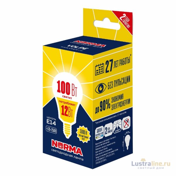 Лампа светодиодная Volpe Norma LED-G60-12W/3000K/E14/FR/NR UL-00010992 Лампа светодиодная Volpe Norma LED-G60-12W/3000K/E14/FR/NR UL-00010992