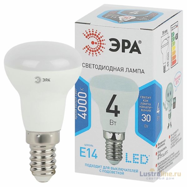 Лампа светодиодная Эра E14 4W 4000K LED R39-4W-840-E14 Б0020555 Лампа светодиодная Эра E14 4W 4000K LED R39-4W-840-E14 Б0020555