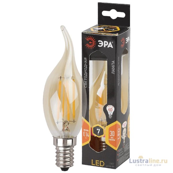 Лампа светодиодная Эра E14 7W 2700K F-LED BXS-7W-827-E14 gold Б0027965 Лампа светодиодная Эра E14 7W 2700K F-LED BXS-7W-827-E14 gold Б0027965