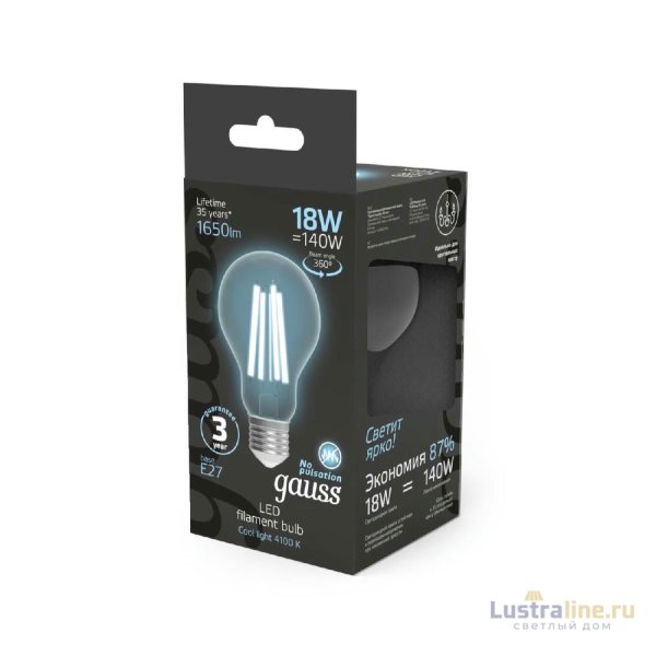 Лампа светодиодная Gauss Filament E27 18W 4100K 102902218