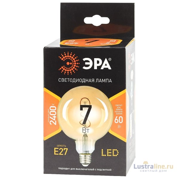 Лампа светодиодная Эра E27 7W 2400K F-LED G95-7W-824-E27 spiral gold Б0047663 Лампа светодиодная Эра E27 7W 2400K F-LED G95-7W-824-E27 spiral gold Б0047663