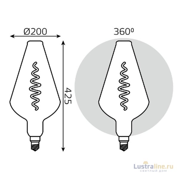 Лампа светодиодная филаментная Gauss E27 8,5W 1800K серая 180802005 Лампа светодиодная филаментная Gauss E27 8,5W 1800K серая 180802005