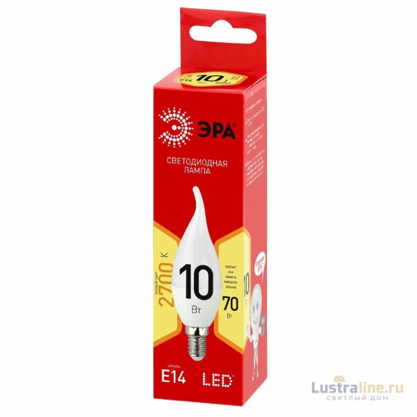 Лампа светодиодная Эра E14 10W 2700K LED BXS-10W-827-E14 R Б0051854