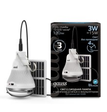 Лампа светодиодная Gauss с солнечной панелью 3W 4000K матовая 902102203