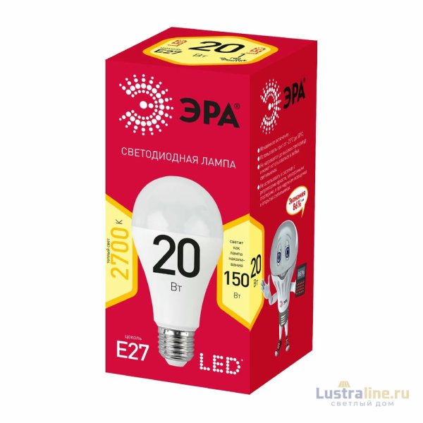 Лампа светодиодная Эра E27 20W 2700K LED A65-20W-827-E27 R Б0050687 Лампа светодиодная Эра E27 20W 2700K LED A65-20W-827-E27 R Б0050687