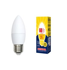 Лампа светодиодная (UL-00003799) Volpe E27 7W 3000K матовая LED-C37-7W/WW/E27/FR/NR