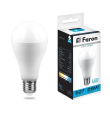 Лампа светодиодная Feron E27 25W 6400K Шар Матовая LB-100 25792