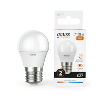 Лампа светодиодная Gauss E27 10W 3000K шар матовый 53210