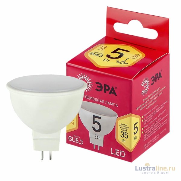Лампа светодиодная Эра GU5.3 5W 2700K LED MR16-5W-827-GU5.3 R Б0050230