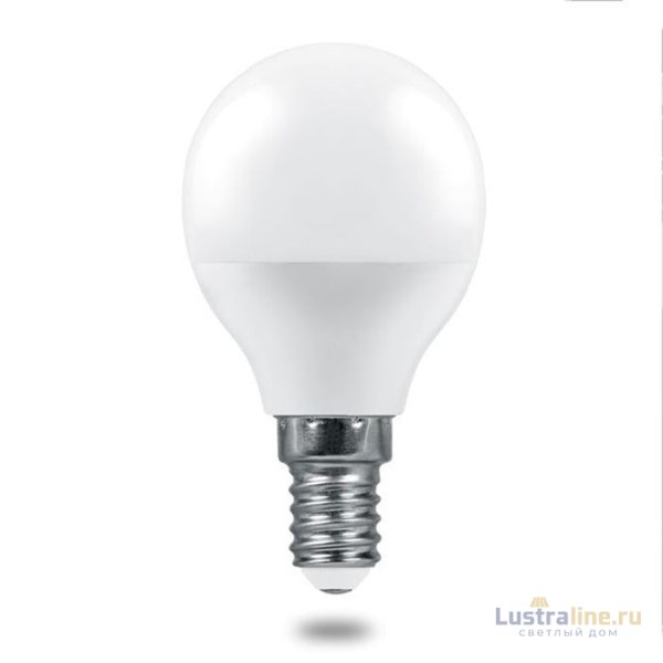 Лампа светодиодная Feron E14 6W 2700K шар матовый LB-1406 38065