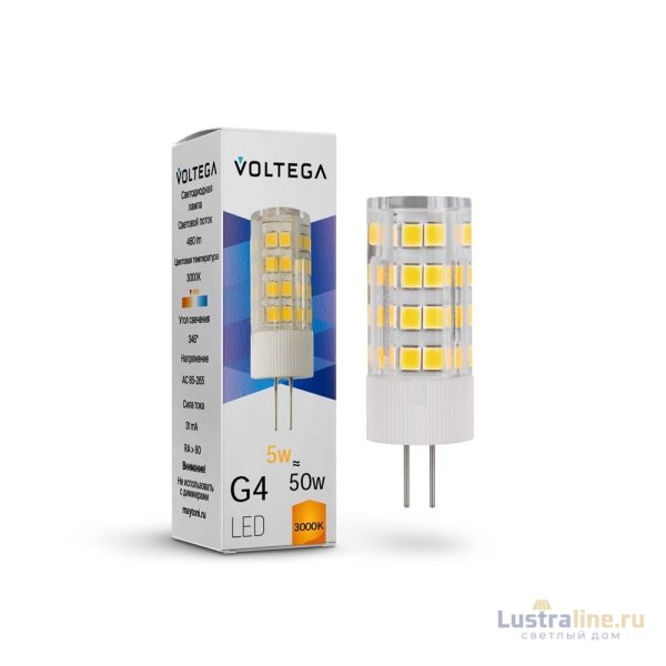 Лампа светодиодная Voltega G4 5W 3000К прозрачная VG9-K3G4warm5W 7183