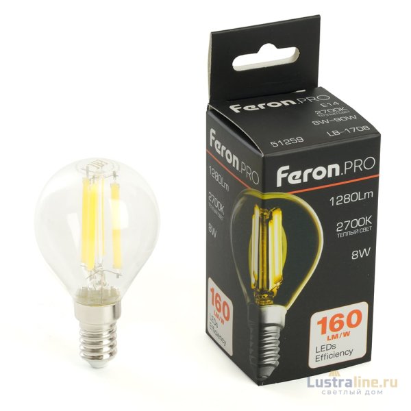 Лампа светодиодная Feron LB-1708 E14 8W 2700K 51259 Лампа светодиодная Feron LB-1708 E14 8W 2700K 51259