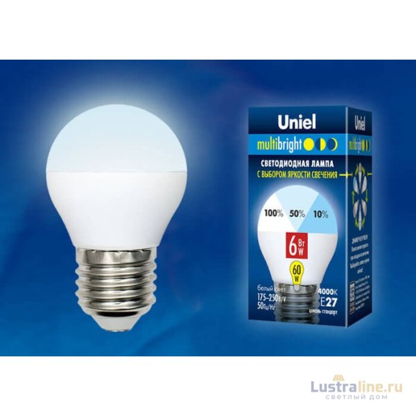 Лампа светодиодная (UL-00002378) Uniel E27 6W 4000K матовая LED-G45-6W/NW/E27/FR/MB PLM11WH