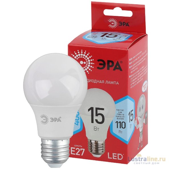 Лампа светодиодная Эра E27 15W 4000K LED A60-15W-840-E27 R Б0046356