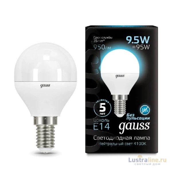 Лампа светодиодная Gauss E14 9.5W 4100K матовая 105101210 Лампа светодиодная Gauss E14 9.5W 4100K матовая 105101210