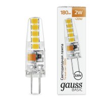 Светодиодная лампа Gauss Basic G4 2W 3000K 1169712