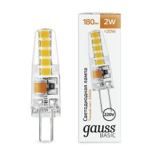 Светодиодная лампа Gauss Basic G4 2W 3000K 1169712