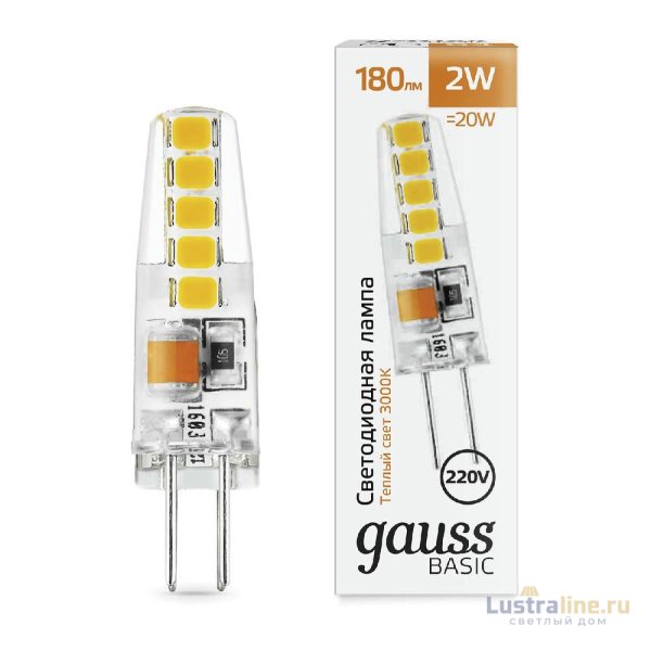 Светодиодная лампа Gauss Basic G4 2W 3000K 1169712