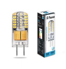 Лампа светодиодная Feron G4 3W 6400K Прямосторонняя Матовая LB-422 25533