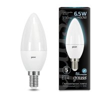 Лампа светодиодная Gauss E14 6.5W 4100К матовая 103101207