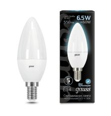 Лампа светодиодная Gauss E14 6.5W 4100К матовая 103101207