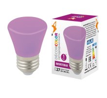 Лампа светодиодная Volpe Decor color LED-D45-1W/PURPLE/E27/FR/С BELL UL-00005644