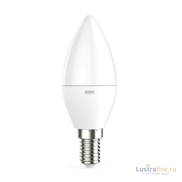 Лампа cветодиодная Gauss E14 6W 3000K свеча матовая 33116