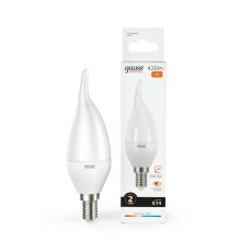 Лампа cветодиодная Gauss E14 6W 3000K свеча на ветру матовая 34116