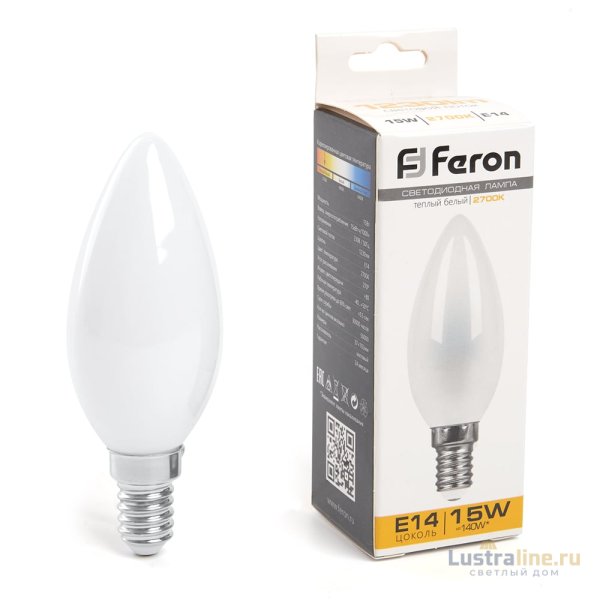 Лампа светодиодная Feron LB-717 Свеча E14 15W 2700K 38255
