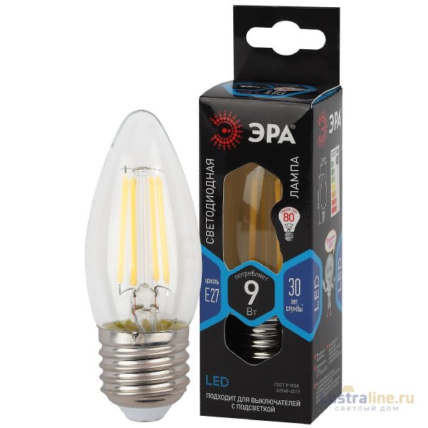 Лампа светодиодная Эра E27 9W 4000K F-LED B35-9w-840-E27 Б0046997 Лампа светодиодная Эра E27 9W 4000K F-LED B35-9w-840-E27 Б0046997