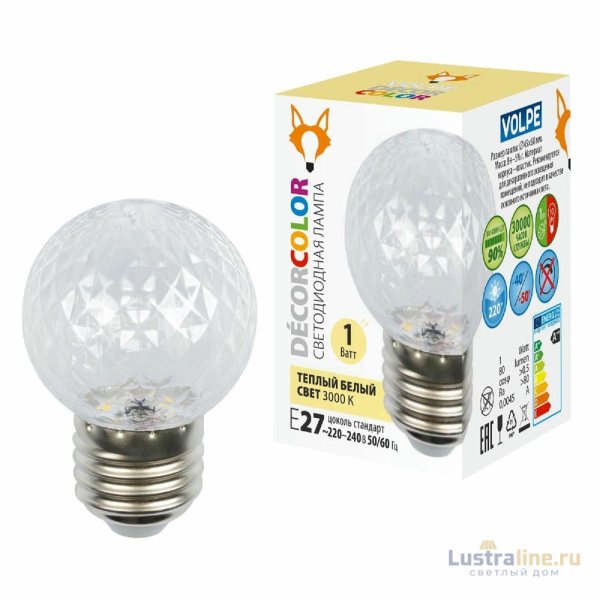 Лампа светодиодная Volpe Decor color LED-D45-1W/3000K/E27/CL/С PINEAPPLE UL-00010064 Лампа светодиодная Volpe Decor color LED-D45-1W/3000K/E27/CL/С PINEAPPLE UL-00010064