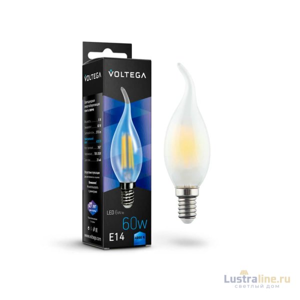 Лампа светодиодная Voltega E14 6W 4000К матовая VG10-CW2E14cold6W-F 7026