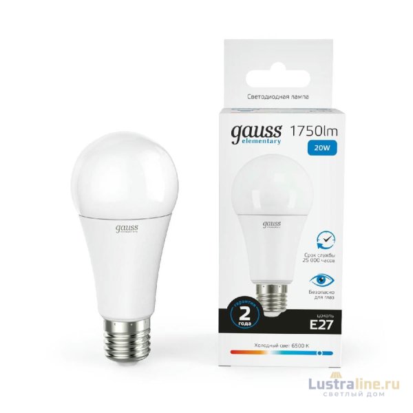 Лампа светодиодная Gauss E27 20W 6500K матовая 23239