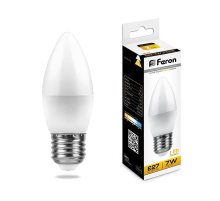 Лампа светодиодная Feron E27 7W 2700K Свеча Матовая LB-97 25758