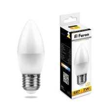 Лампа светодиодная Feron E27 7W 2700K Свеча Матовая LB-97 25758