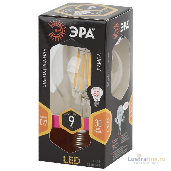Лампа светодиодная Эра E27 9W 2700K F-LED A60-9W-827-E27 Б0043433 Лампа светодиодная Эра E27 9W 2700K F-LED A60-9W-827-E27 Б0043433