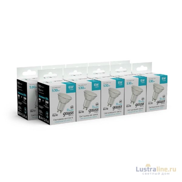 Лампа светодиодная Gauss Basic GU10 6W 4000K 10106262 Лампа светодиодная Gauss Basic GU10 6W 4000K 10106262